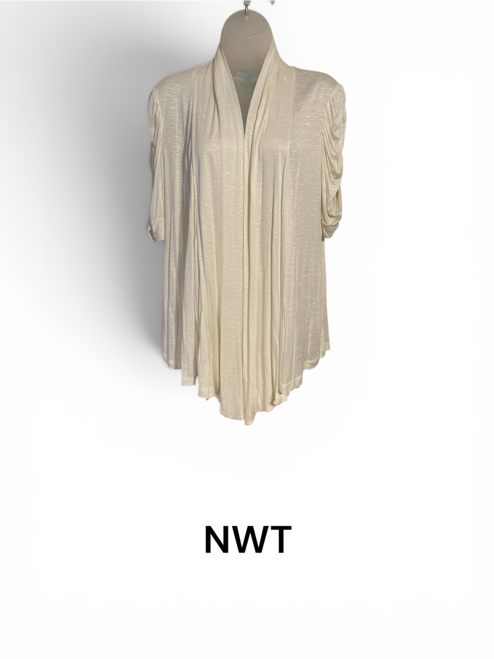 NWT Ivory/Cream Open-Front Draped Top/Topper LARGE #G